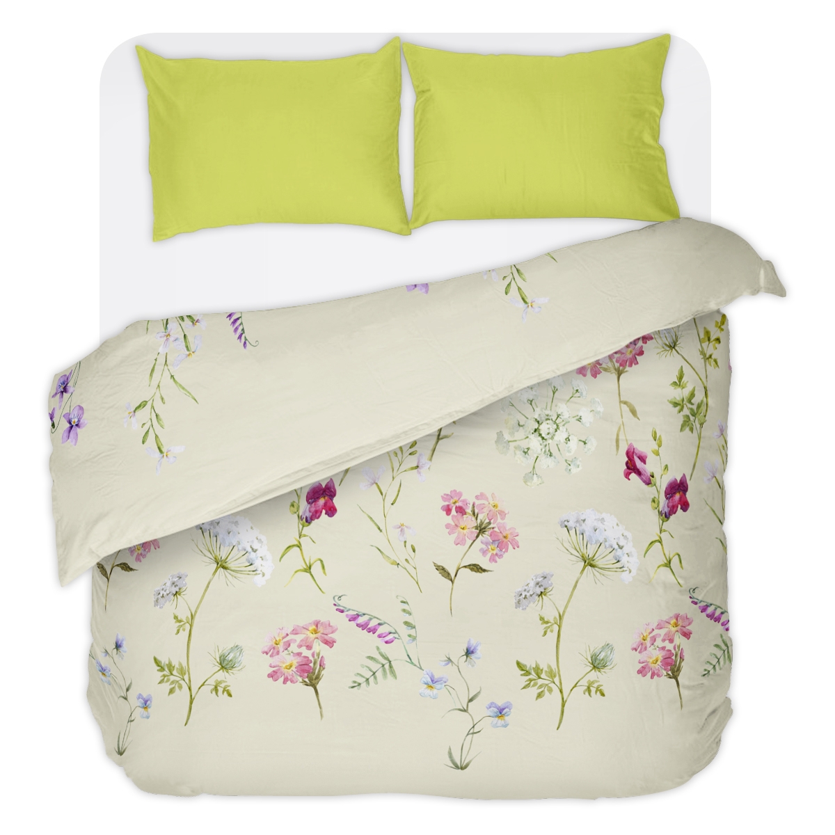 Спално бельо на цветя БОТАНИКА без долен чаршаф, 100% Памук Ранфорс, 3 части 1 Спално бельо на цветя БЕЗ долен чаршаф БОТАНИКА, 100% Памук Ранфорс, 3 части